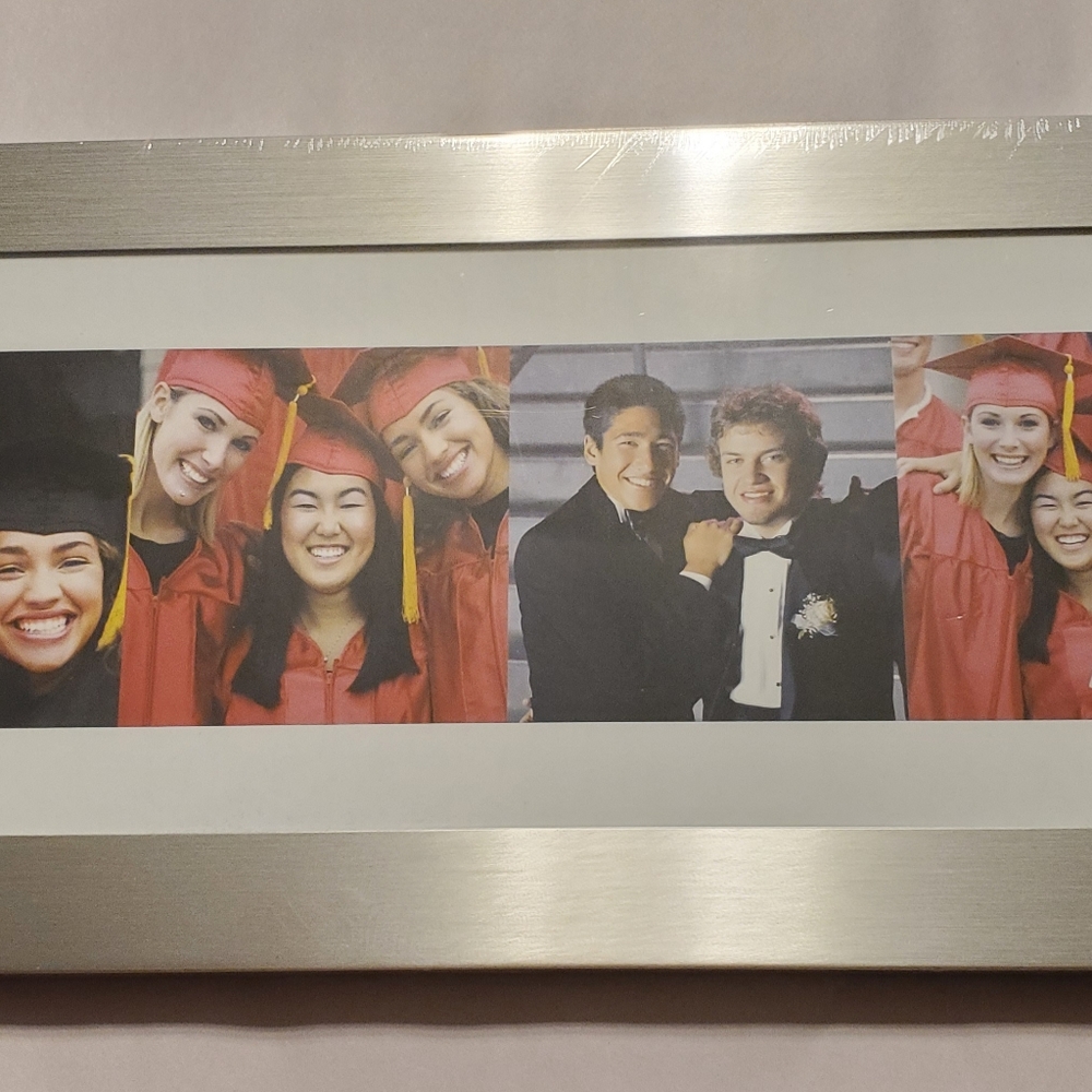 New! Silver Metal Photo Frame 16.75"L×8"W×1"H